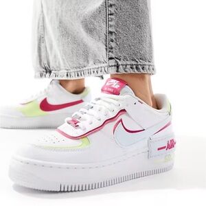 Nike Women's White, Pink, and Lime Sneakers